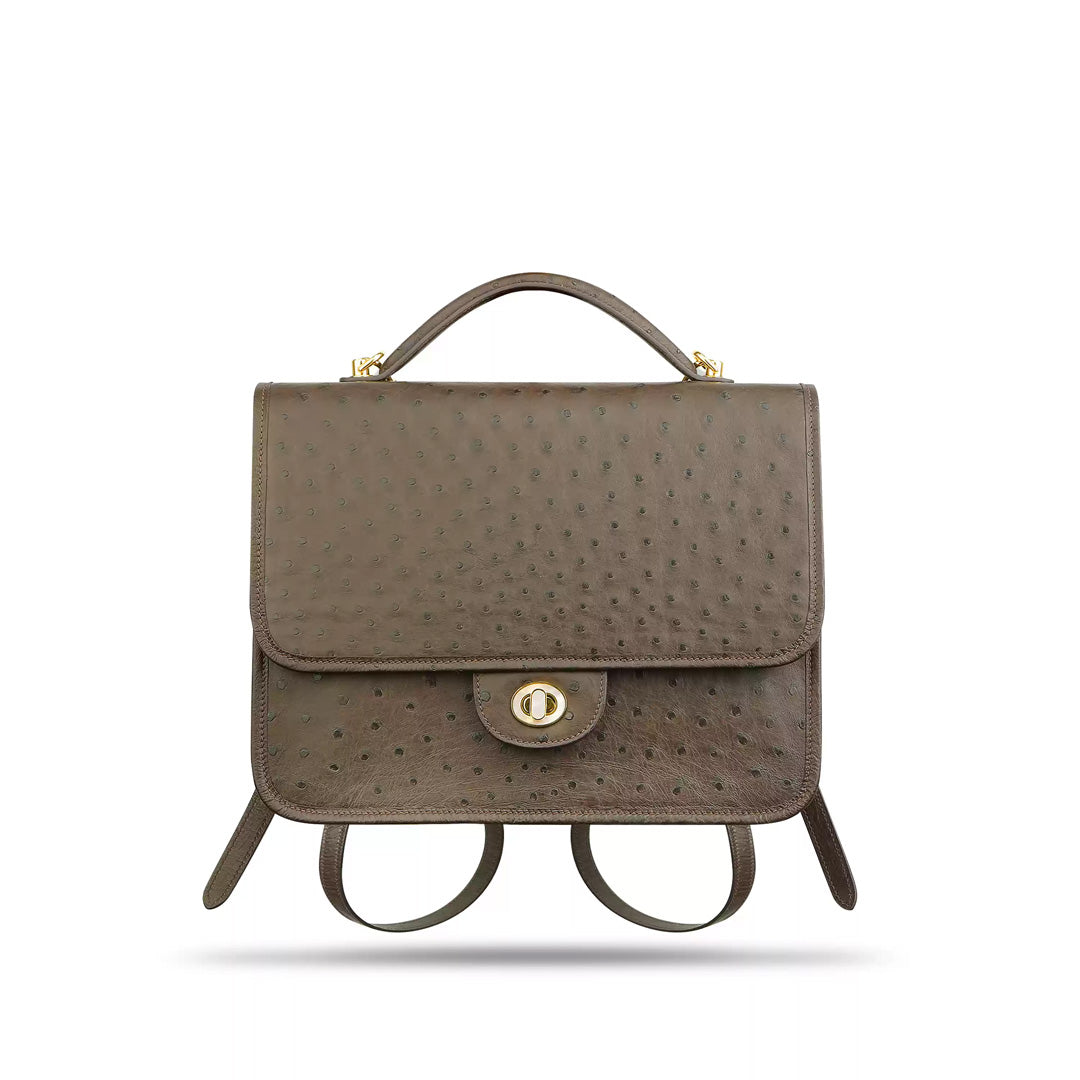 Multi-Function Leather Backpack - back view in brown