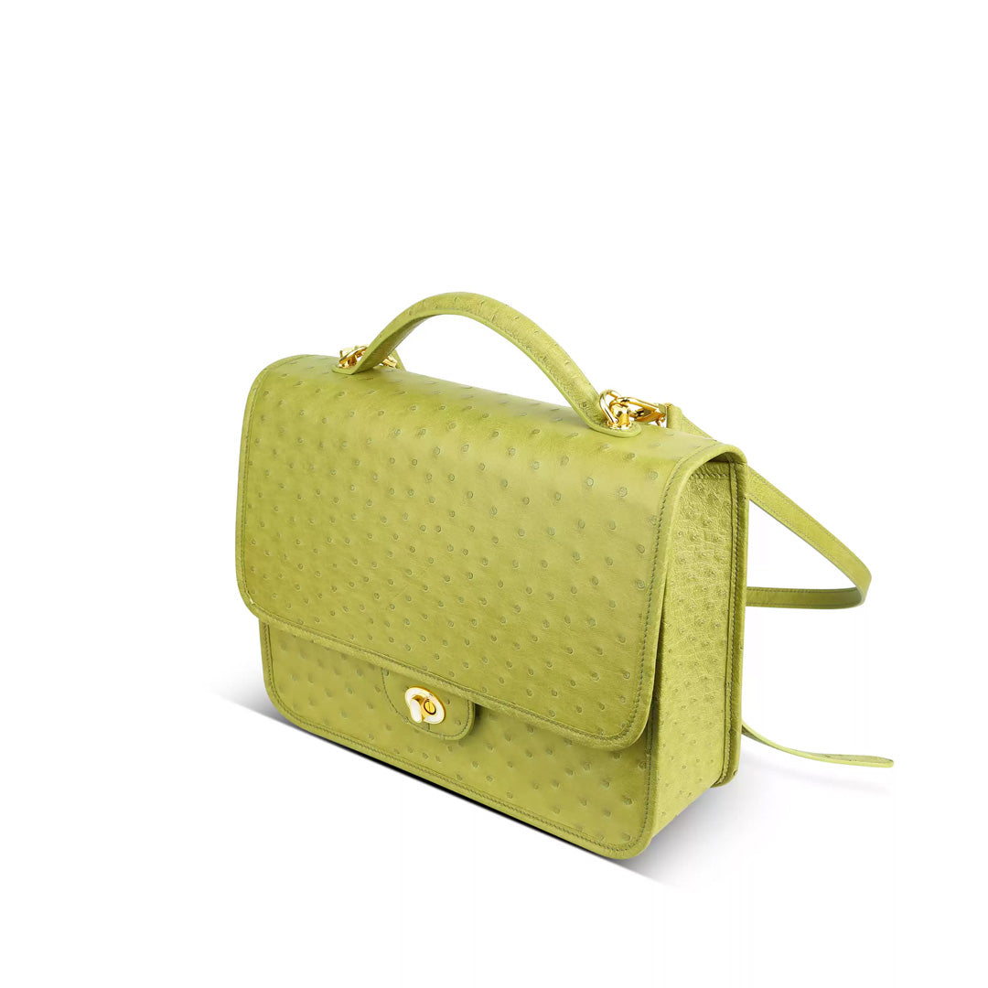 Multi-Function Leather Backpack - back view in green