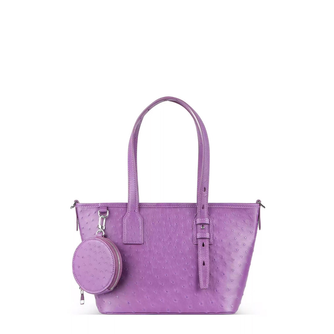 Multi-Function Leather Tote - detail view in purple