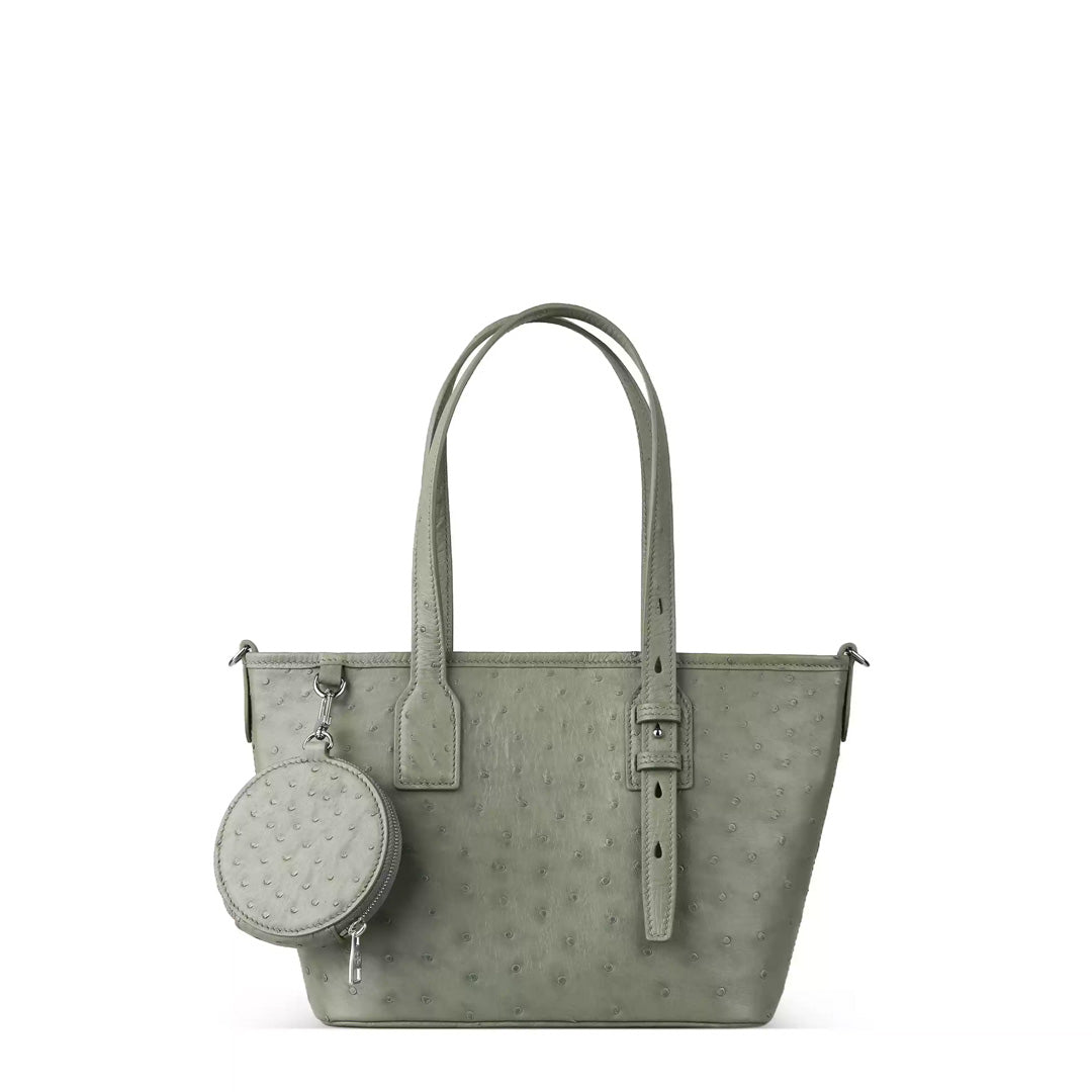 Multi-Function Leather Tote - detail view in grey