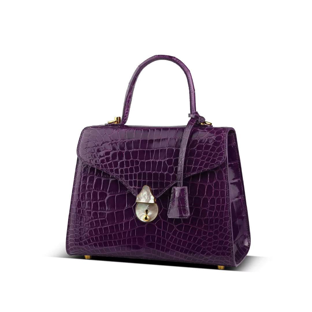 Crocodile Leather Top Handle Bag
