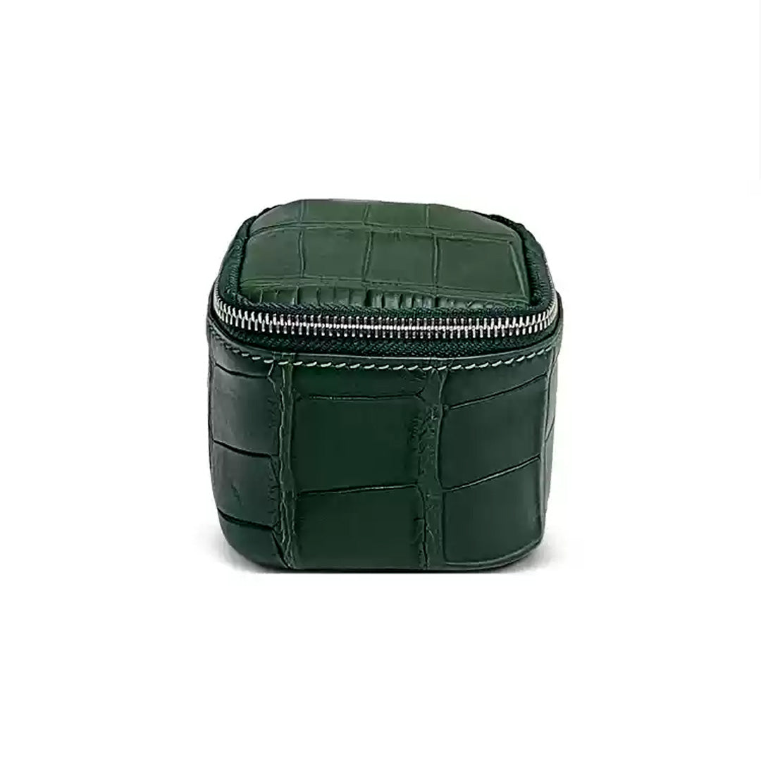 Crocodile Leather Coin Purse - front view in green