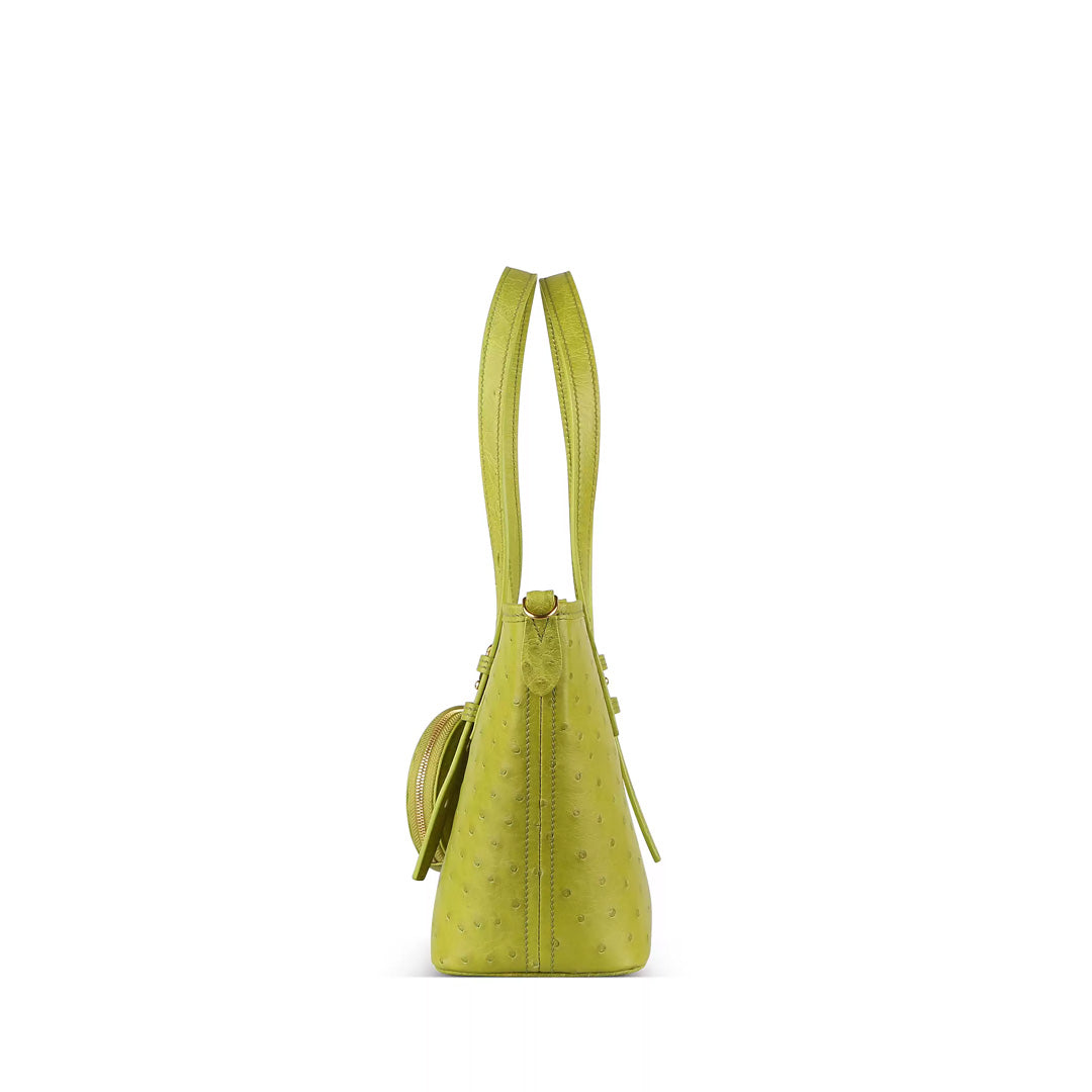 Multi-Function Leather Tote - side view in yellow