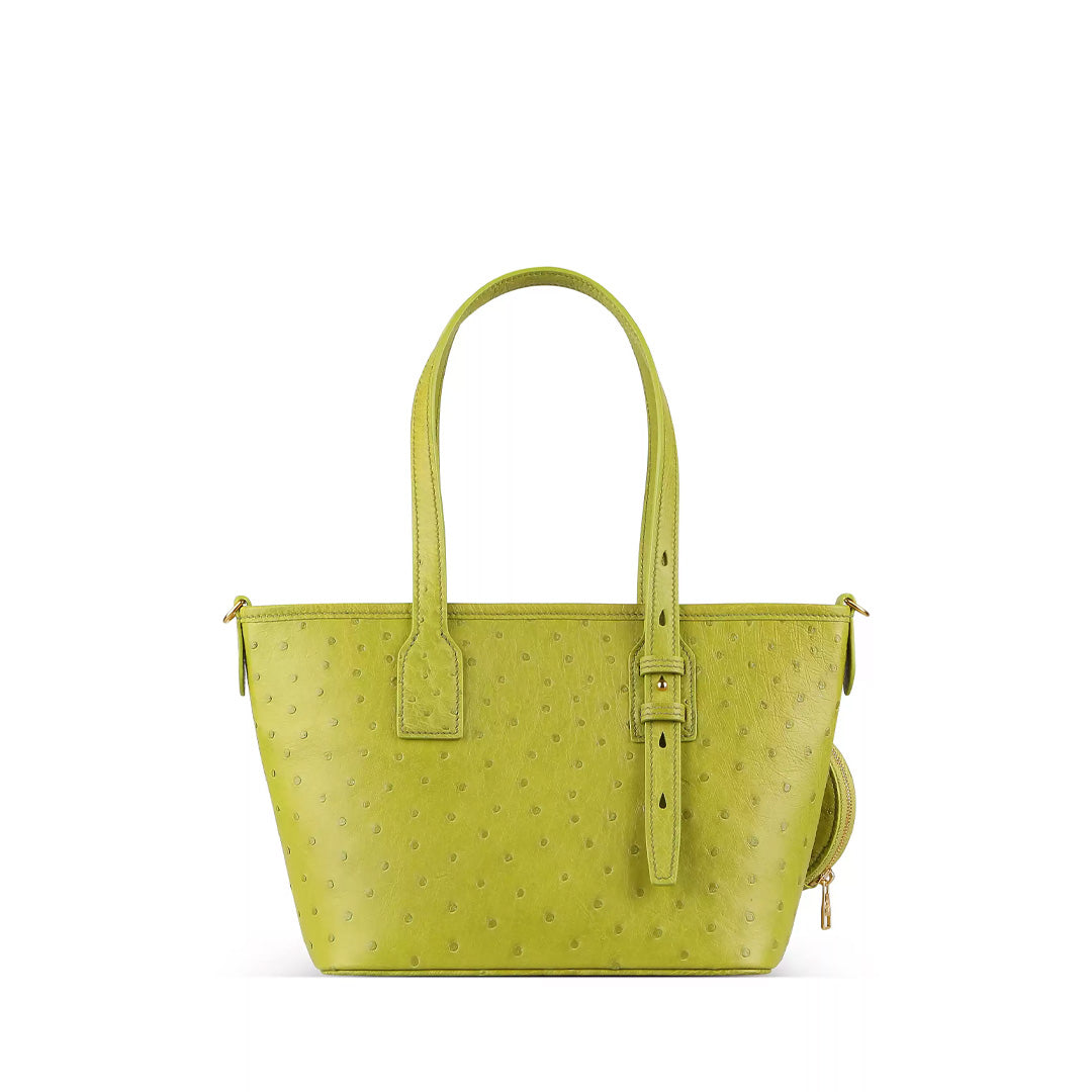 Multi-Function Leather Tote - detail view in yellow
