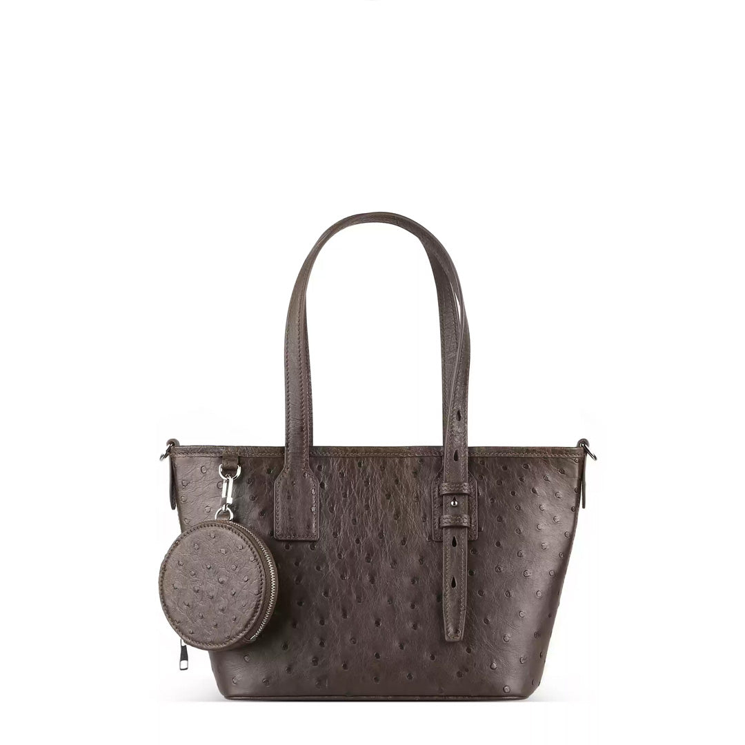 Multi-Function Leather Tote - detail view in brown