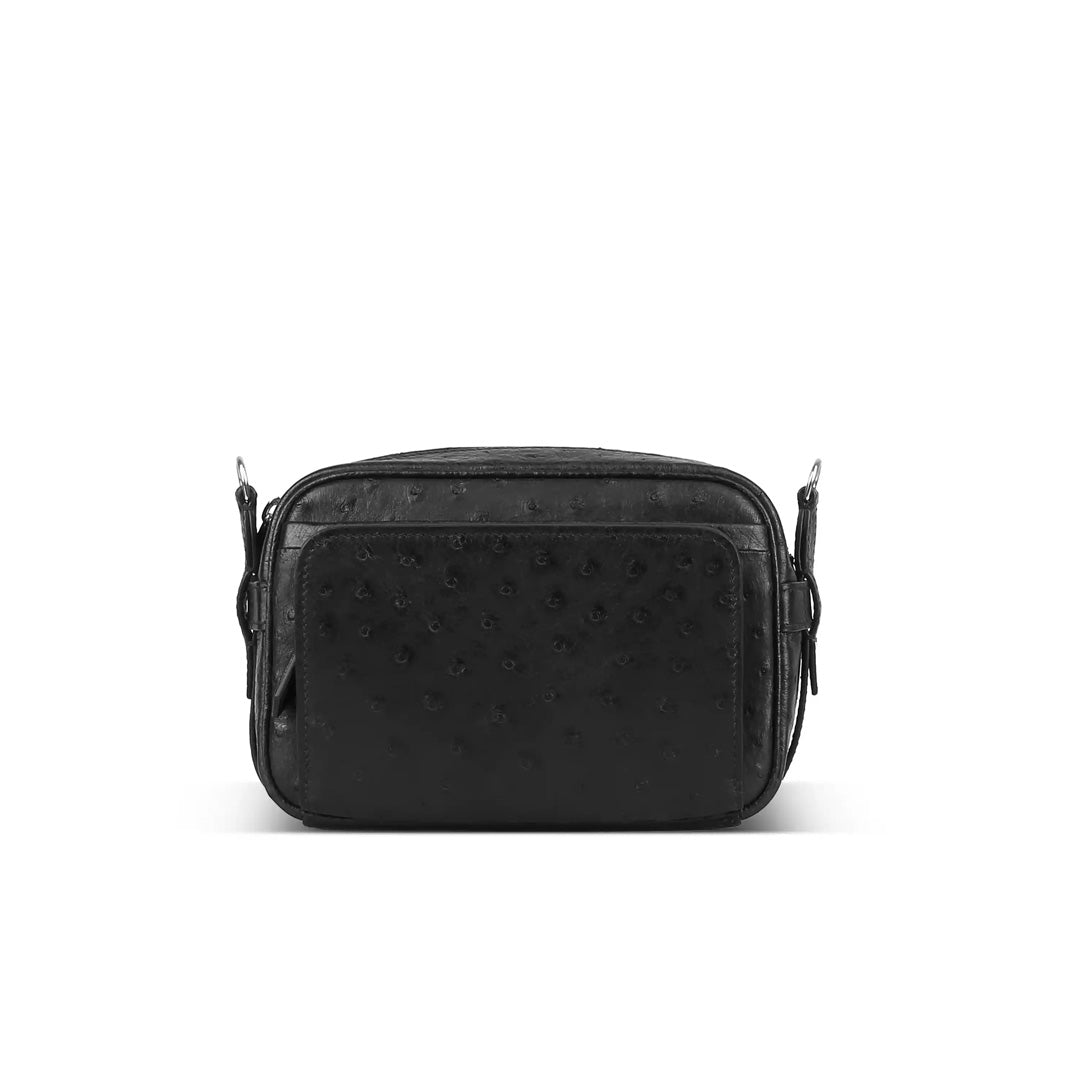 Ostrich Leather Minimalist Lightweight Crossbody Shoulder Bag