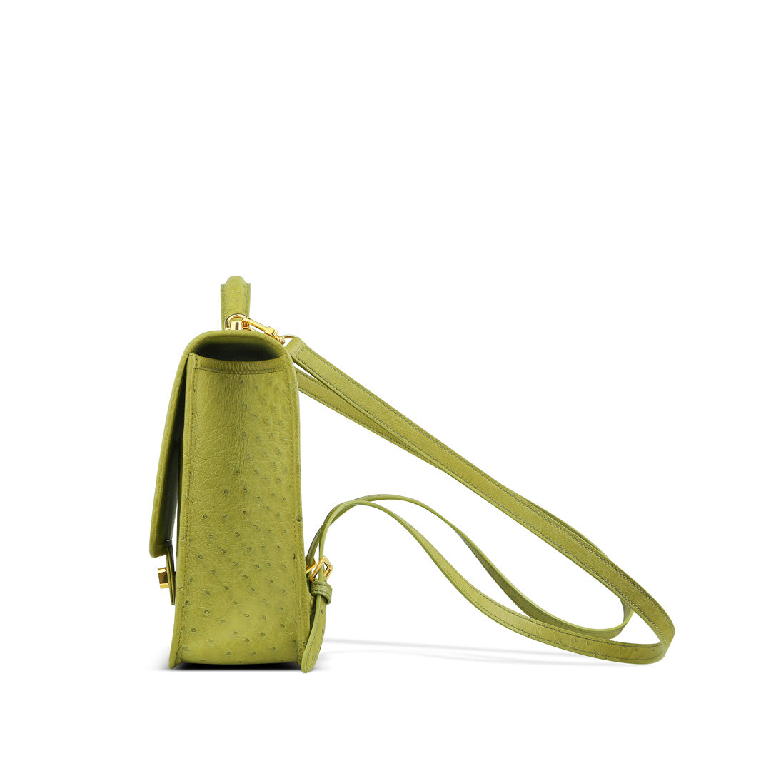 Multi-Function Leather Backpack - back view in green