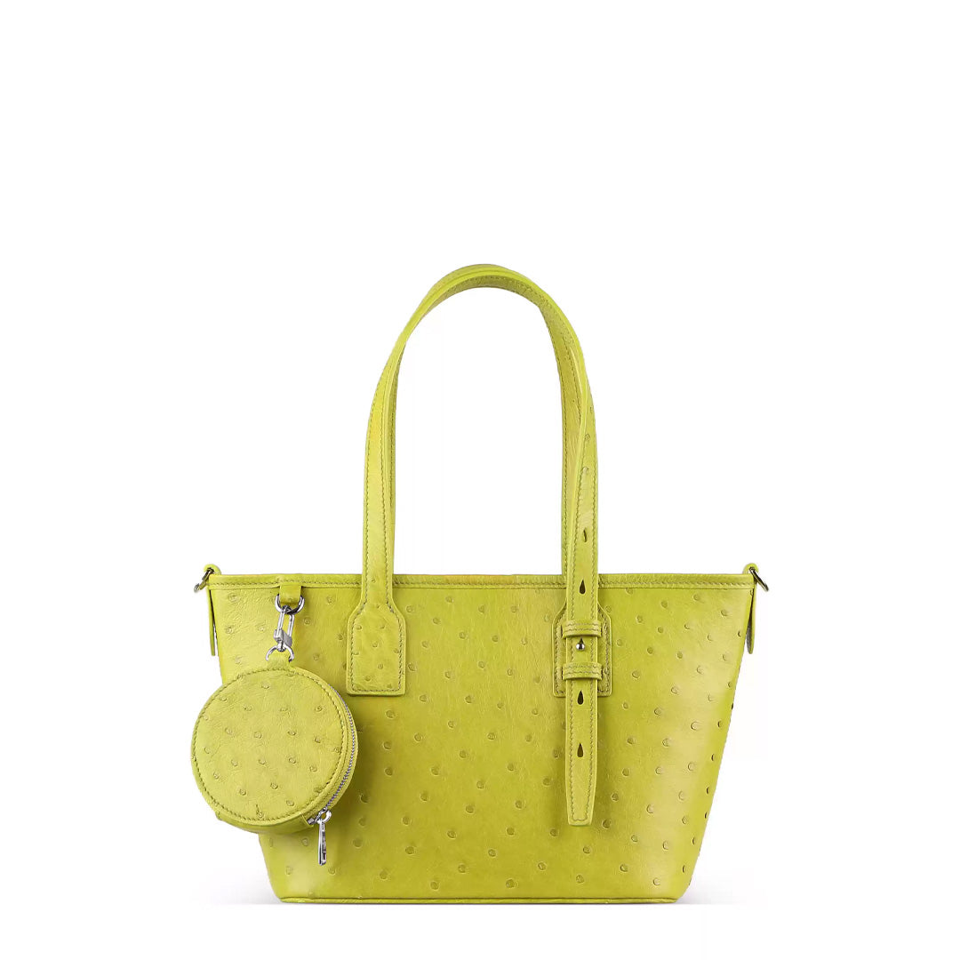 Multi-Function Leather Tote - front view in yellow