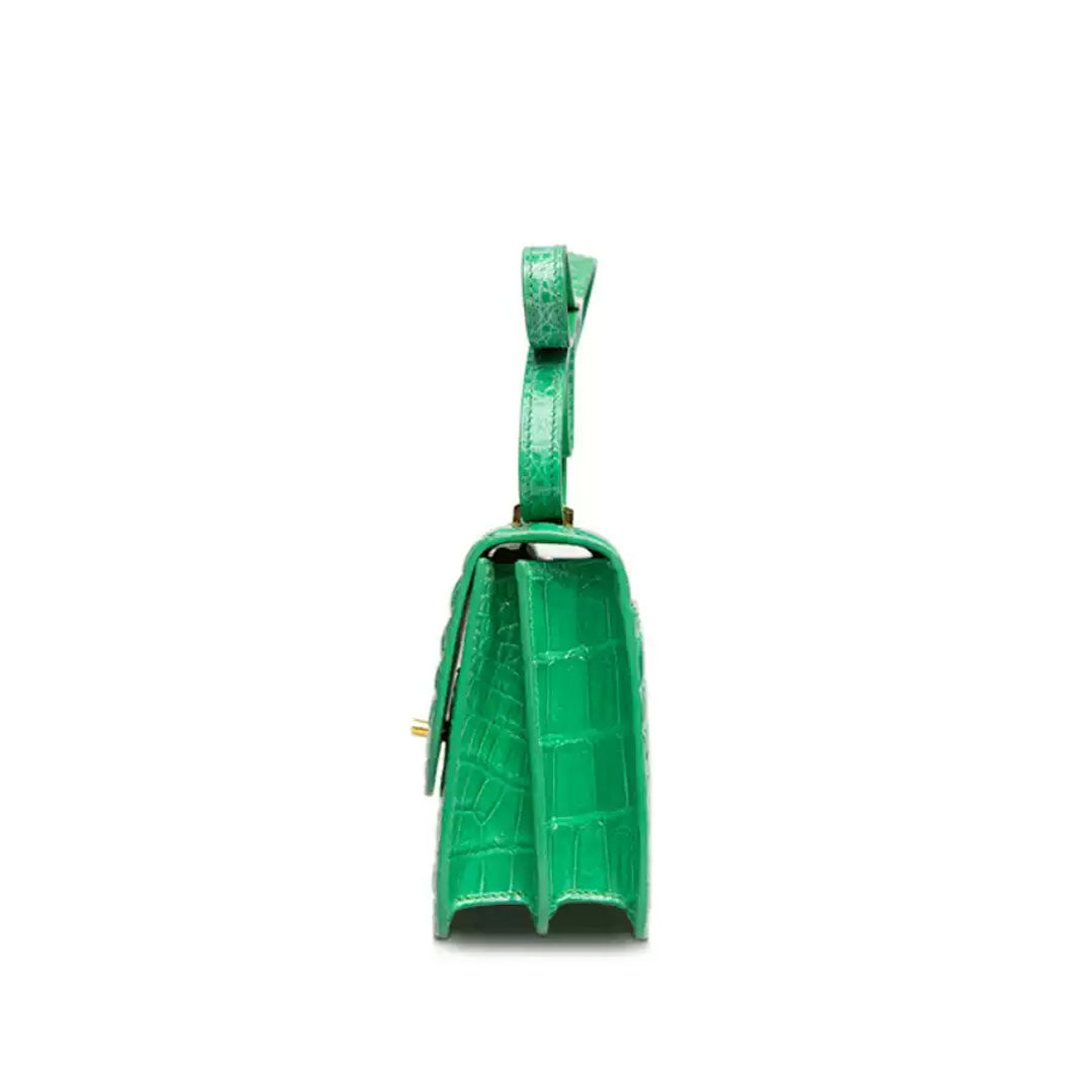 Crocodile Leather Crossbody Bag - alternate side view in green