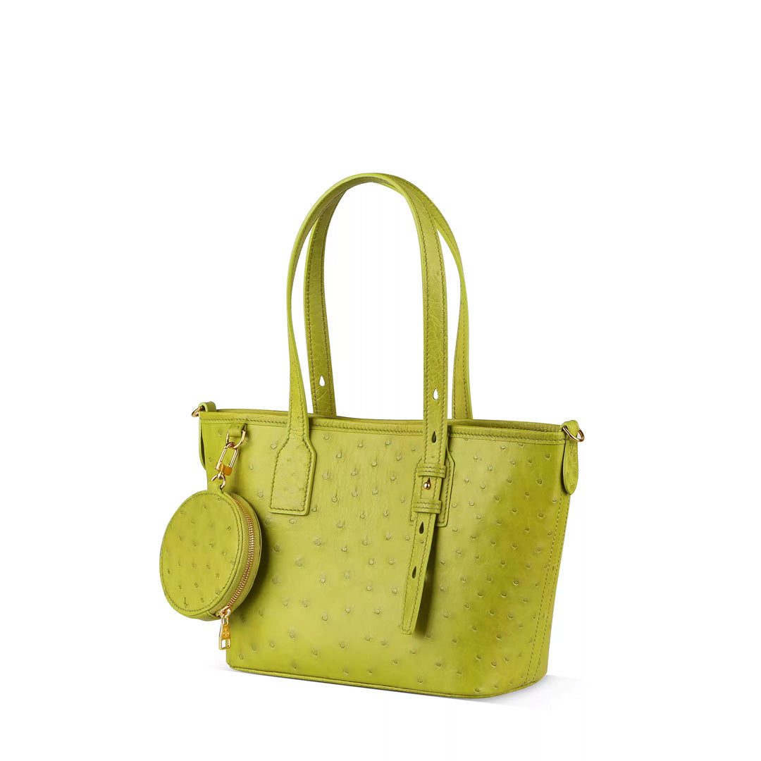 Multi-Function Leather Tote - side view in yellow